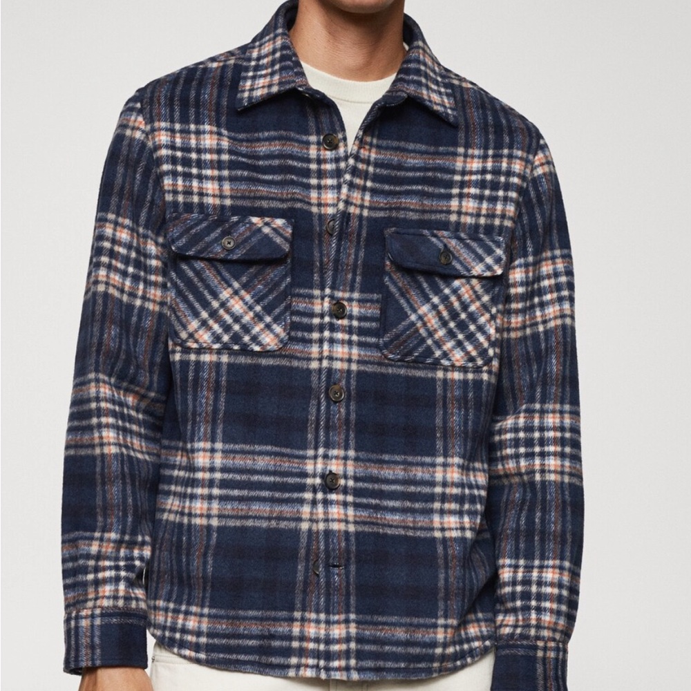 Men’s Wool Blend Flannel Overshirt Medium NWT